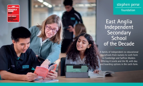 Latest News » Stephen Perse Foundation recognised in annual school awards Sunday Times East Anglia Independent Secondary School of the Decade
